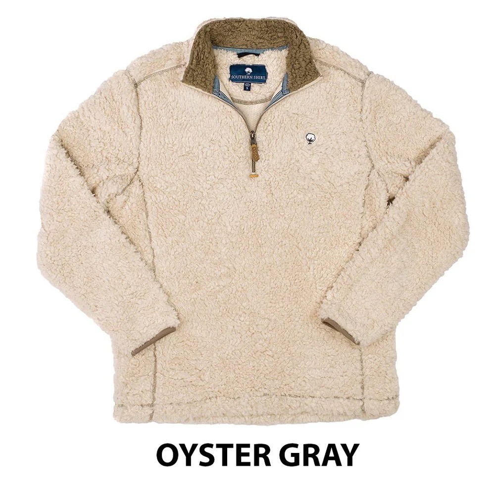 🌻The Southern Shirt Company Oyster Gray Sherpa Quarter-Zip Pullover Size Small